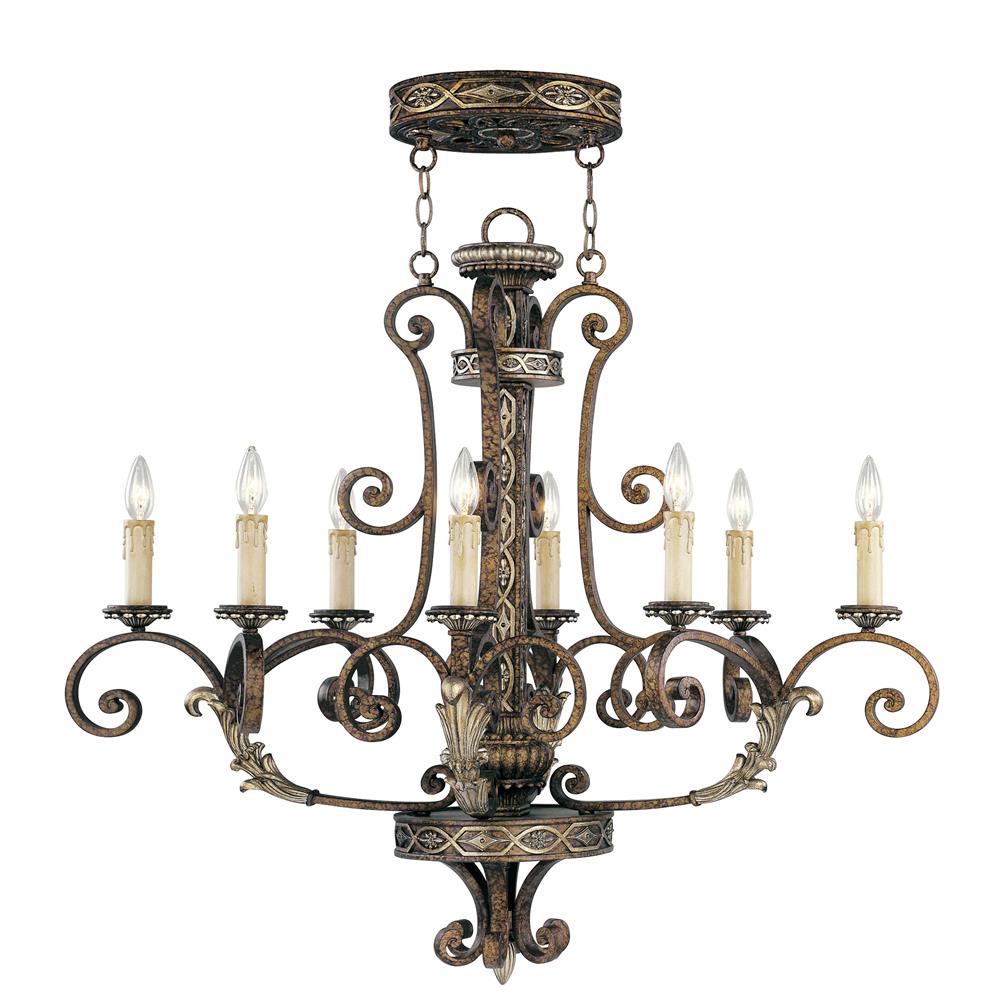 Livex Lighting 8538-64 Seville Oval Chandelier in Palacial Bronze with Gilded Accents 
